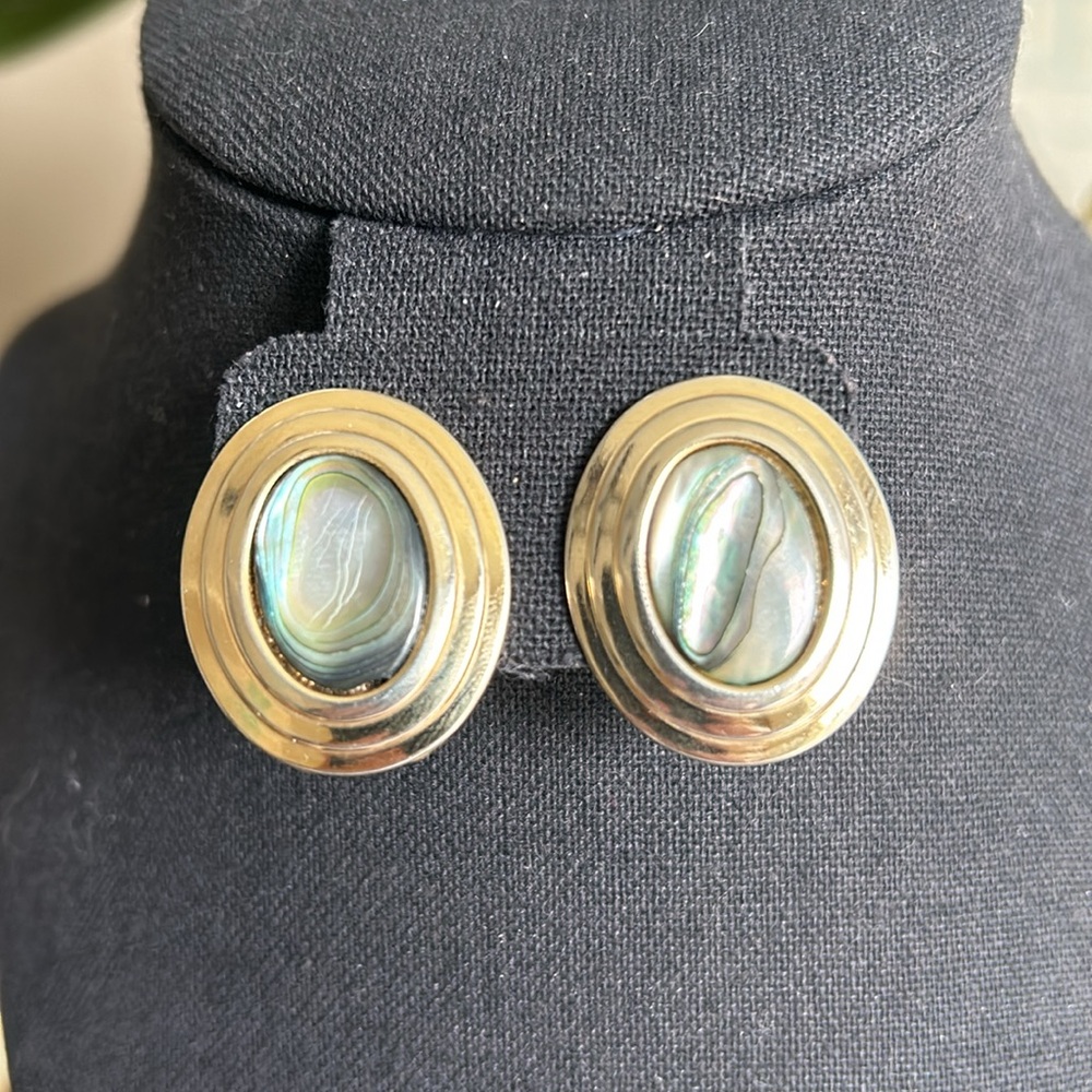 Vintage Abalone Post Earrings
